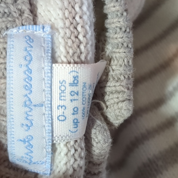 FIRST IMPRESSIONS White and Grey Striped Knit Sweater Button Down Jumpsuit - Picture 2 of 2